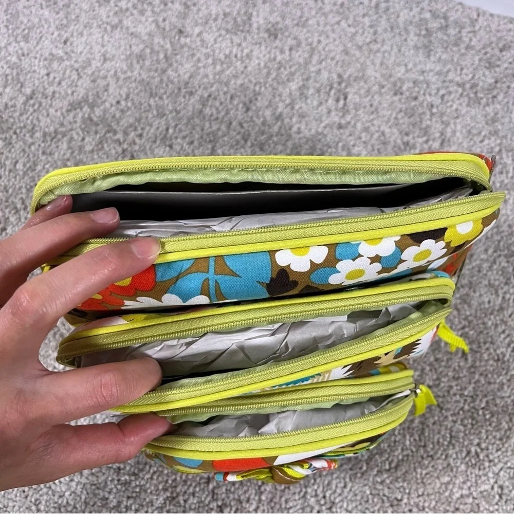NWT Once Upon a Rose Colorful Floral Animal Print Pouch 3 Piece Cosmetic Bag Set